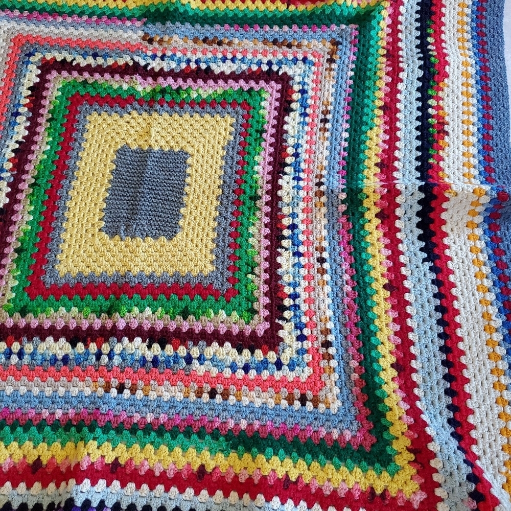 Granny Square Geometric Squares Crochet Blanket Afghan 50 x 50 inches Colorful - Picture 8 of 14